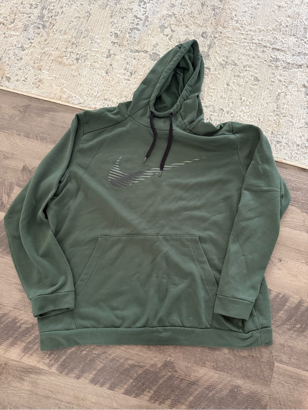 Nike Olive Green Pullover Hoodie with Black Swoosh